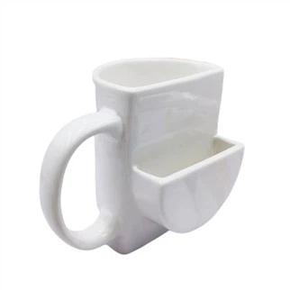 كوب بسكويت سيراميك أبيض بالكامل