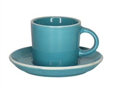 كوب الشاي الخزفي ومجموعة الصحن